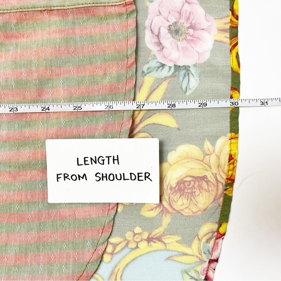 Aratta Silent Journey Button Up Tunic Shirt XS boho floral top stripes beaded - Picture 13 of 14